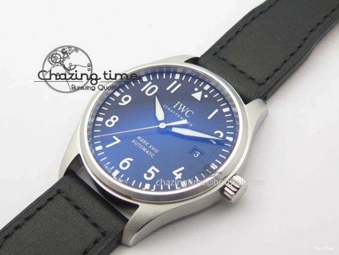 MIROTIME 0212 Mark XVIII IW327001 SS Mk Maker Best Edition Black Dial On Black Leather Strap A SunProtective 7299